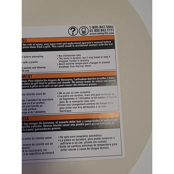 STOK Quattro Gas Grill Pizza Stone Insert NEW Fits Model SGP4130N - Picture 9 of 9